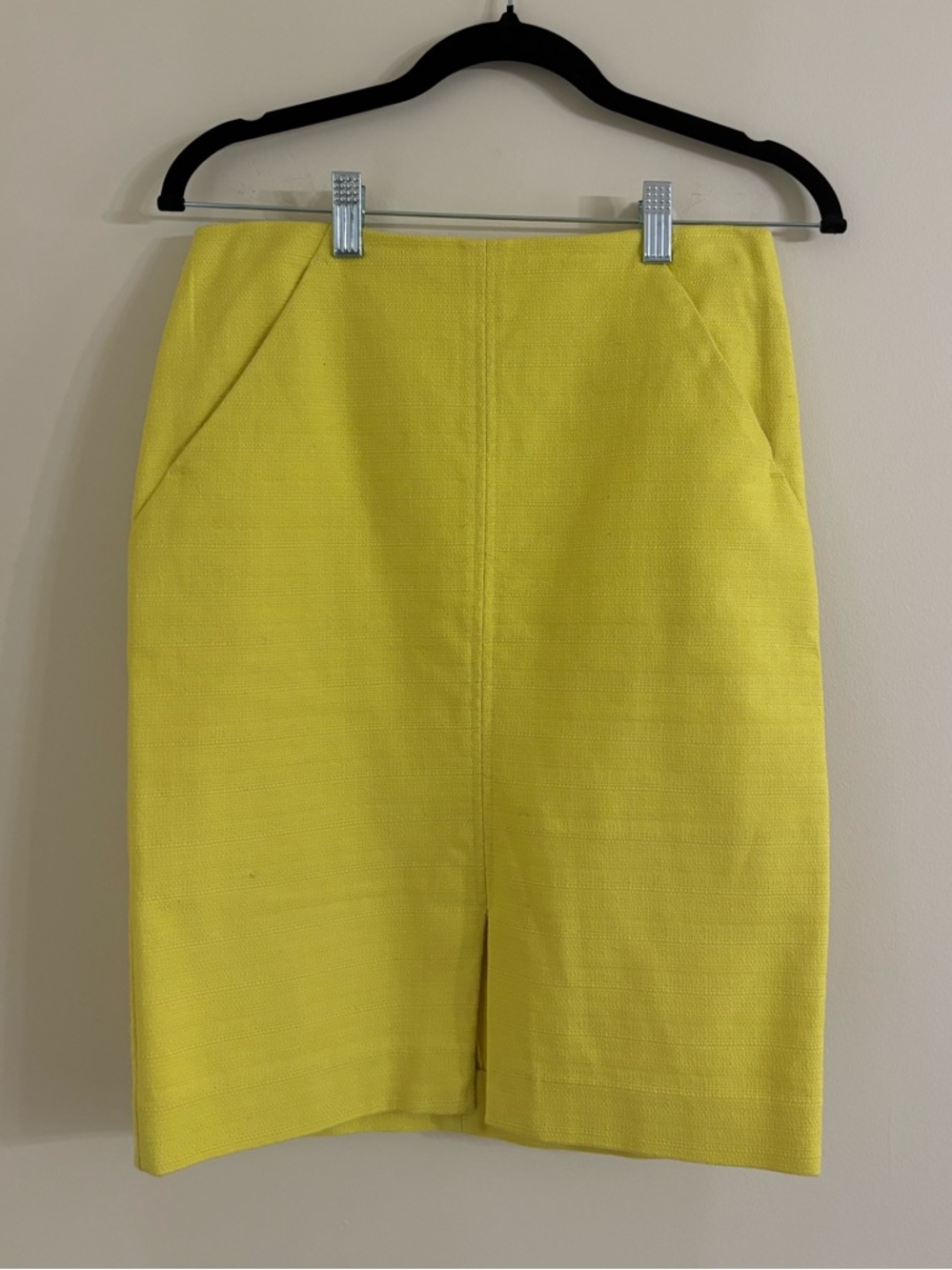 Ann Taylor Loft Bright Yellow Cotton Textured Pencil Skirt Size 0